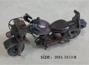 Retro Wooden Motorcycle Model Car Toy Doll Ornaments Wooden Handmade Home Office Decoration Crafts Children's Birthday Gifts