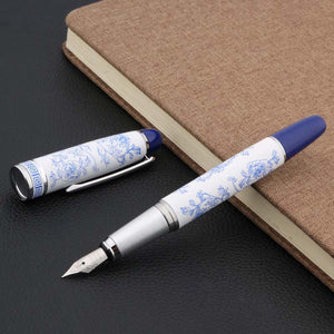 High Quality Hot New Chinese Blue and White Porcelain Pattern Medium Nib Fountain Pen Stationery Office School Supplies