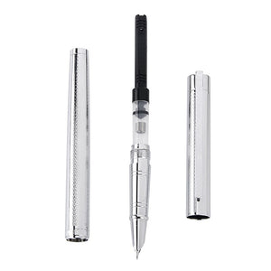 Metal Silver Financial Tip Fountain Pen 0.38mm Shine Platinum Steel School Office Business Writing Ink Pens Gift Stationery