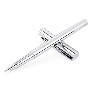 Metal Silver Financial Tip Fountain Pen 0.38mm Shine Platinum Steel School Office Business Writing Ink Pens Gift Stationery