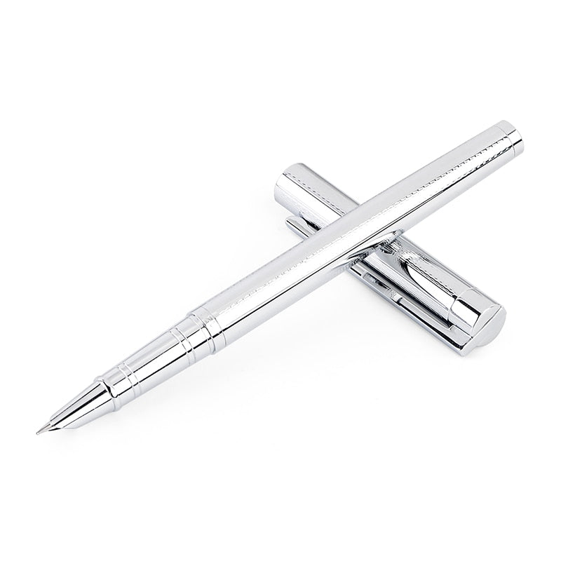 Metal Silver Financial Tip Fountain Pen 0.38mm Shine Platinum Steel School Office Business Writing Ink Pens Gift Stationery