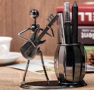 Metal Guitar Bass Violin Rocker Pencil Pen Holder Cup Desktop Stand Storage Box Home Decoration Accessories