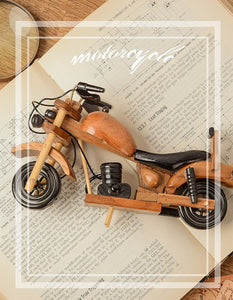 Retro Wooden Motorcycle Model Car Toy Doll Ornaments Wooden Handmade Home Office Decoration Crafts Children's Birthday Gifts