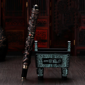 Jinhao Double Dragon / Snake Vintage Luxurious Fountain Pen / Pen Holder Full Metal Carving Embossing Heavy Gift Pen Collection