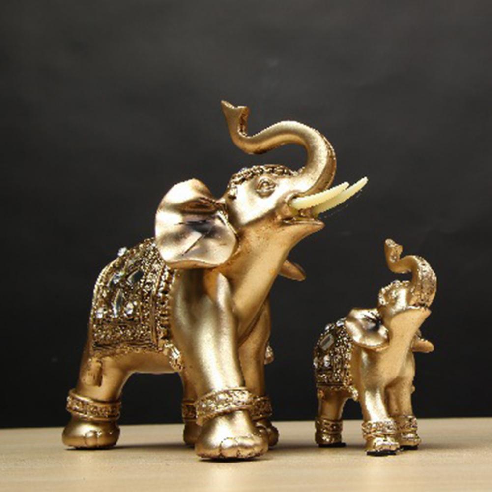 Eye-catching Elephant Figurine Fine Symbol Resin Elegant Elephant Trunk Sculpture for Home