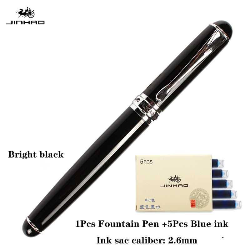 Jinhao X750 Fountain Pen Gift Set Luxury Business Metal Stainless Steel color Clip Medium Nib Office Signature School
