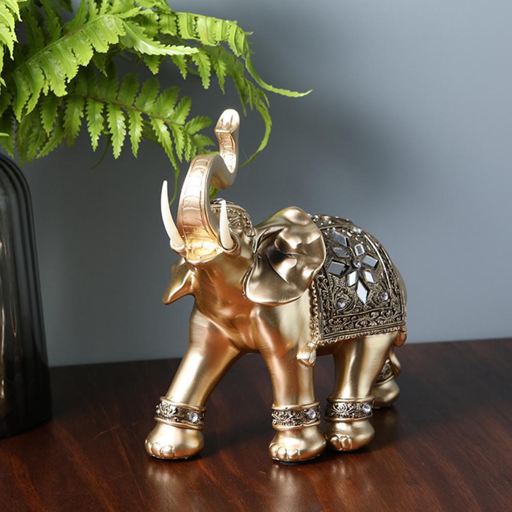 Eye-catching Elephant Figurine Fine Symbol Resin Elegant Elephant Trunk Sculpture for Home