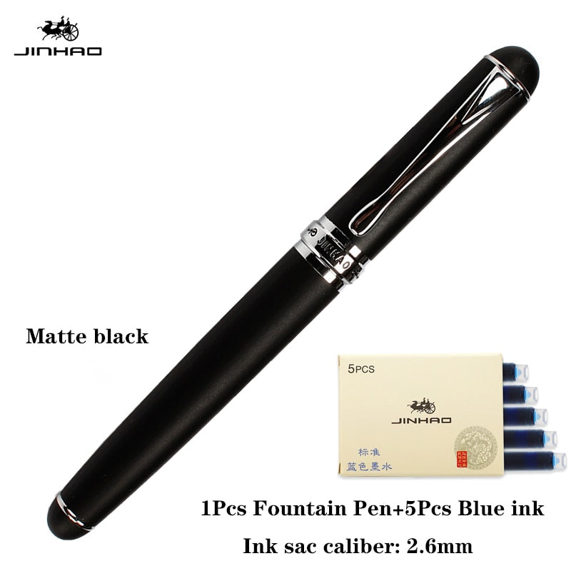 Jinhao X750 Fountain Pen Gift Set Luxury Business Metal Stainless Steel color Clip Medium Nib Office Signature School