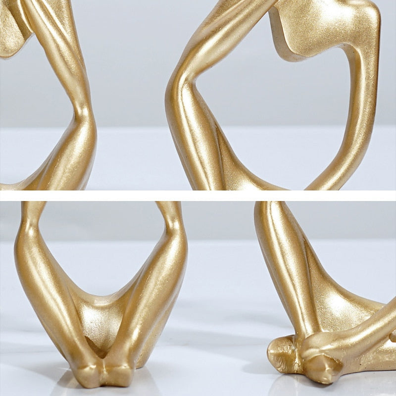 Room Ornaments Gold Decorations For Living Room Desk Decor Figures Resin Statue Bookshelf Sculpture Home Decor Abstract Thinker