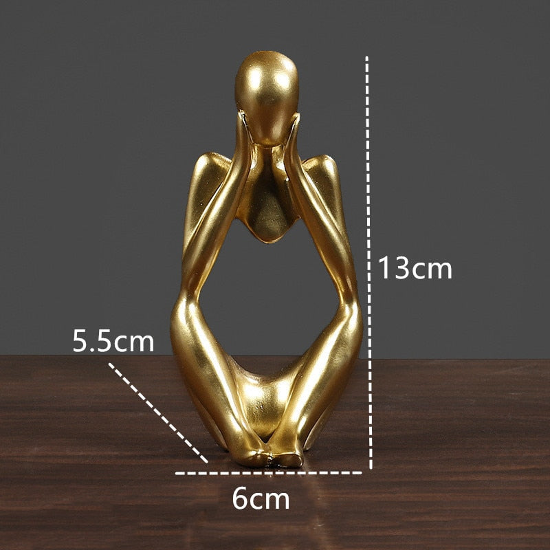 Room Ornaments Gold Decorations For Living Room Desk Decor Figures Resin Statue Bookshelf Sculpture Home Decor Abstract Thinker