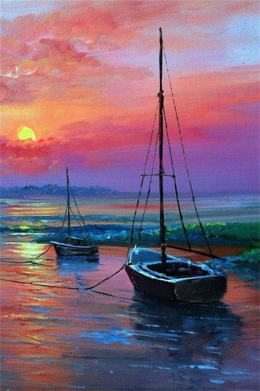 (16 Different prints) Modern Simple Nordic Sunrise Ocean Canvas Painting Landscape Prints