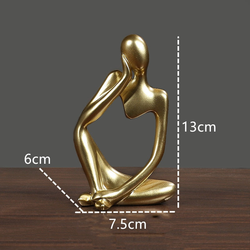 Room Ornaments Gold Decorations For Living Room Desk Decor Figures Resin Statue Bookshelf Sculpture Home Decor Abstract Thinker