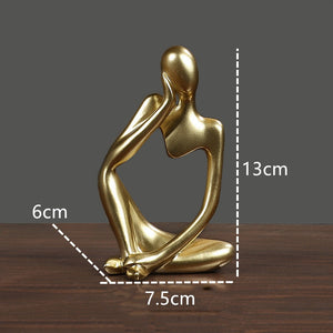 Room Ornaments Gold Decorations For Living Room Desk Decor Figures Resin Statue Bookshelf Sculpture Home Decor Abstract Thinker