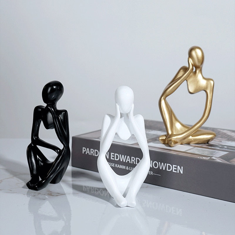 Room Ornaments Gold Decorations For Living Room Desk Decor Figures Resin Statue Bookshelf Sculpture Home Decor Abstract Thinker