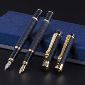 Luxury High Quality Hero Fountain Pen Frosted Black Golden Dragon Iraurita Ink