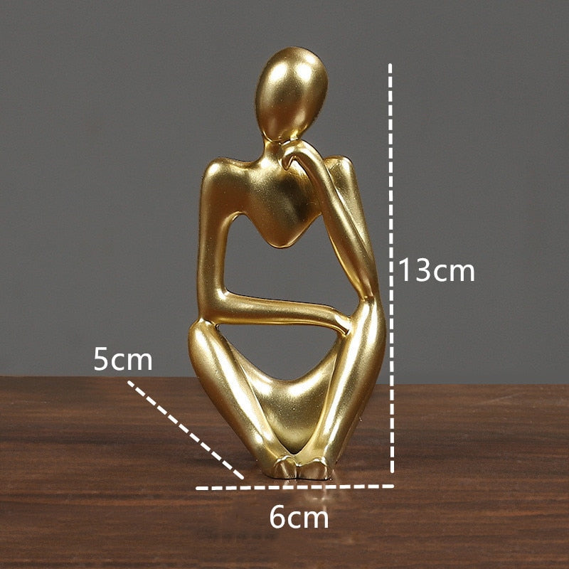 Room Ornaments Gold Decorations For Living Room Desk Decor Figures Resin Statue Bookshelf Sculpture Home Decor Abstract Thinker