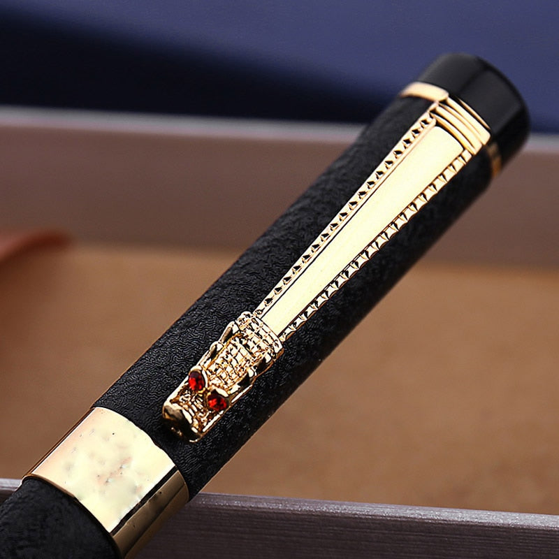 Luxury High Quality Hero Fountain Pen Frosted Black Golden Dragon Iraurita Ink