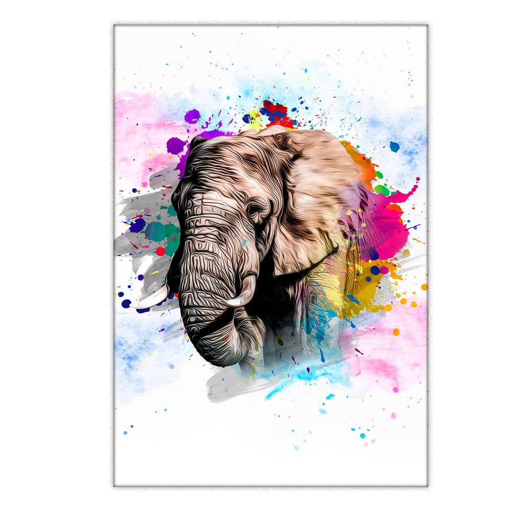 Street Art Pop Abstract King Lion Wall Painting Decor Graffiti Canvas Poster Colorful Elephant Pictures Modern Home Decoration