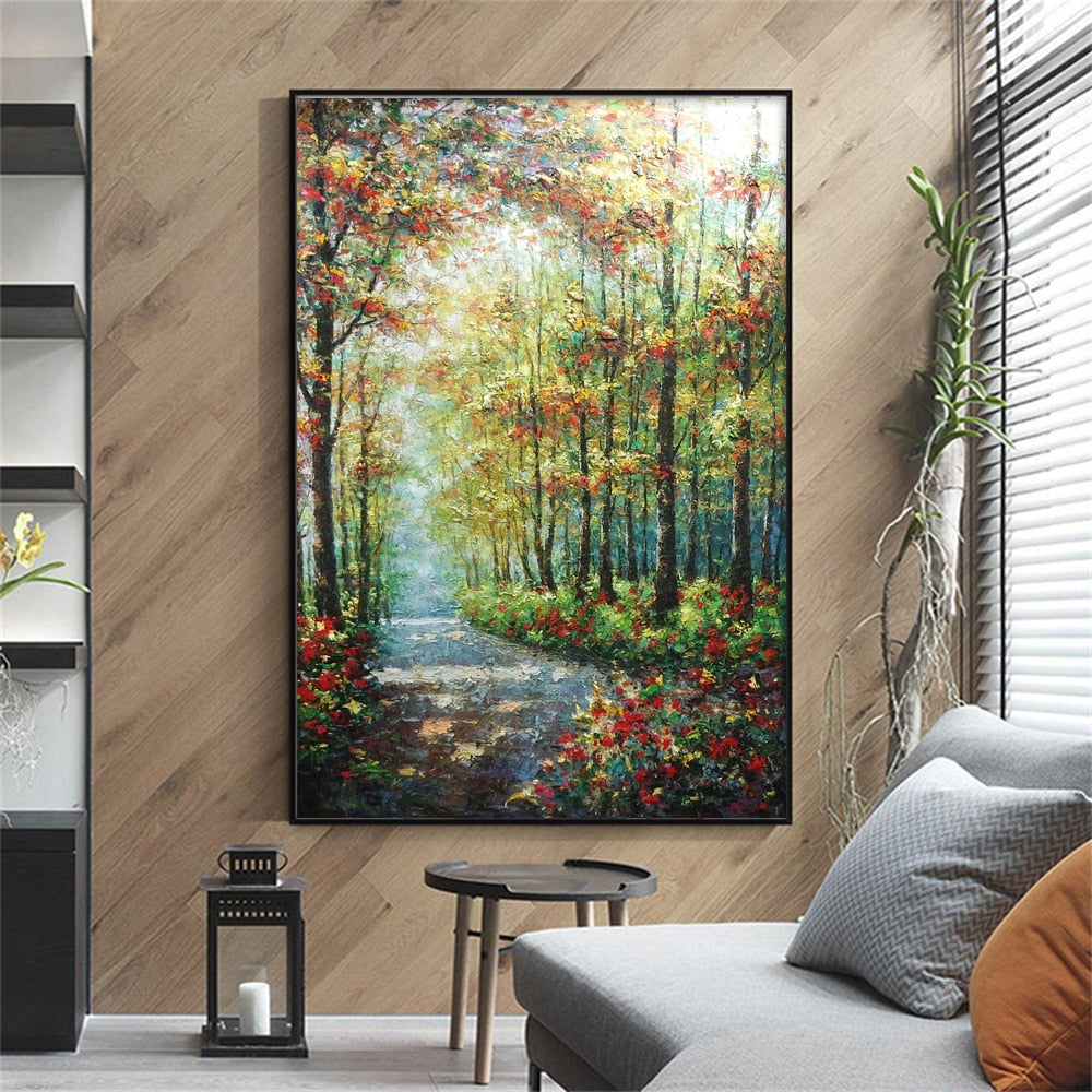 Graffiti Art Painting Abstract Spring Forest Scene Landscape Canvas Prints