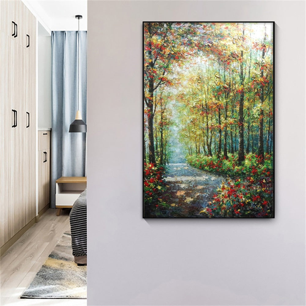 Graffiti Art Painting Abstract Spring Forest Scene Landscape Canvas Prints