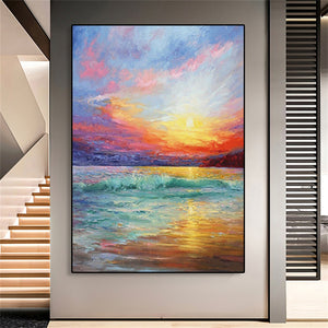 (16 Different prints) Modern Simple Nordic Sunrise Ocean Canvas Painting Landscape Prints