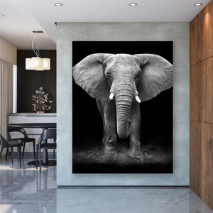 Black Style Elephant Art Wall Decor Canvas Pictures