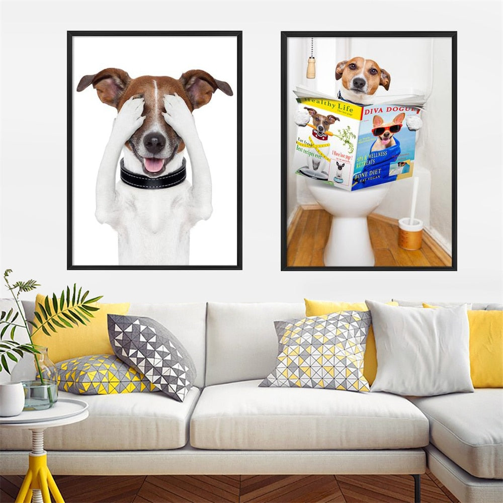 (7 Different Prints)Funny Creative Animal Dog Canvas Print