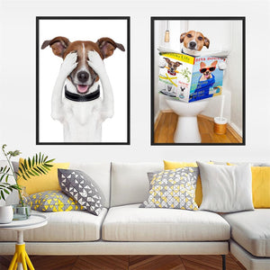 (7 Different Prints)Funny Creative Animal Dog Canvas Print