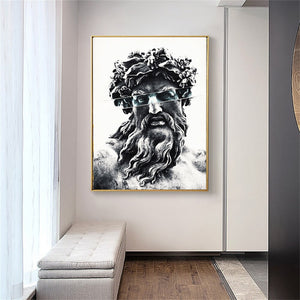 Zeus the king of gods and Poseidon Classical Sculpture Art Painting Canvas Print