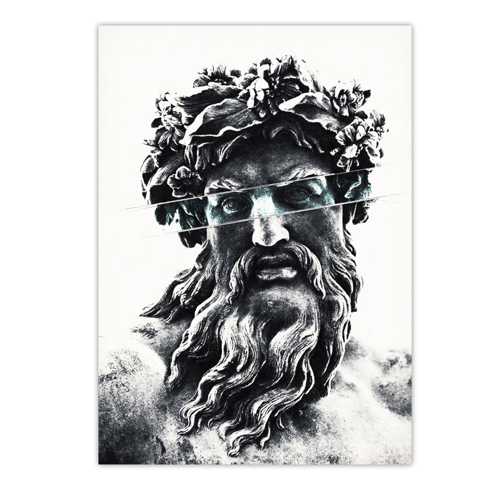 Zeus the king of gods and Poseidon Classical Sculpture Art Painting Canvas Print