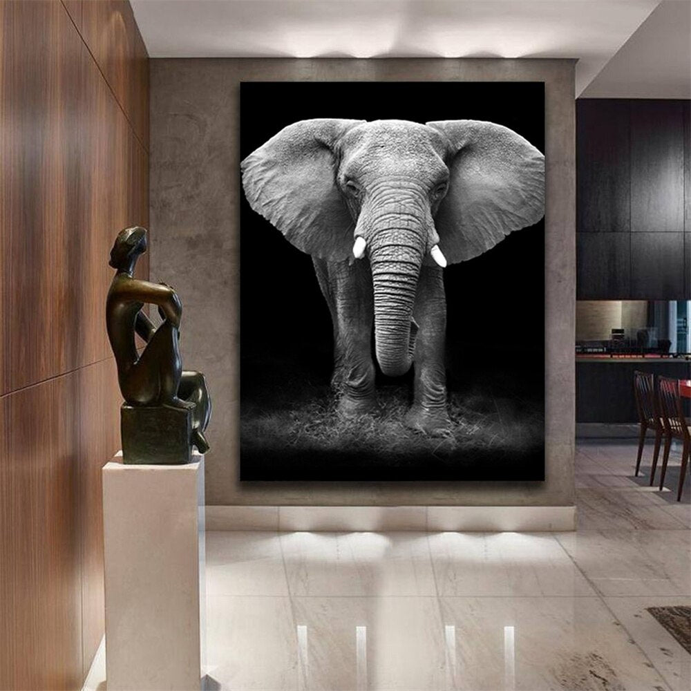 Black Style Elephant Art Wall Decor Canvas Pictures