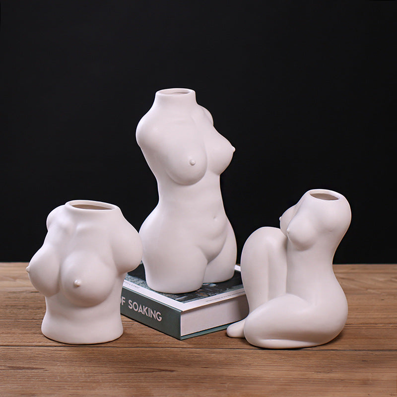 Home Ceramic Body Shape Art Vase Living Room